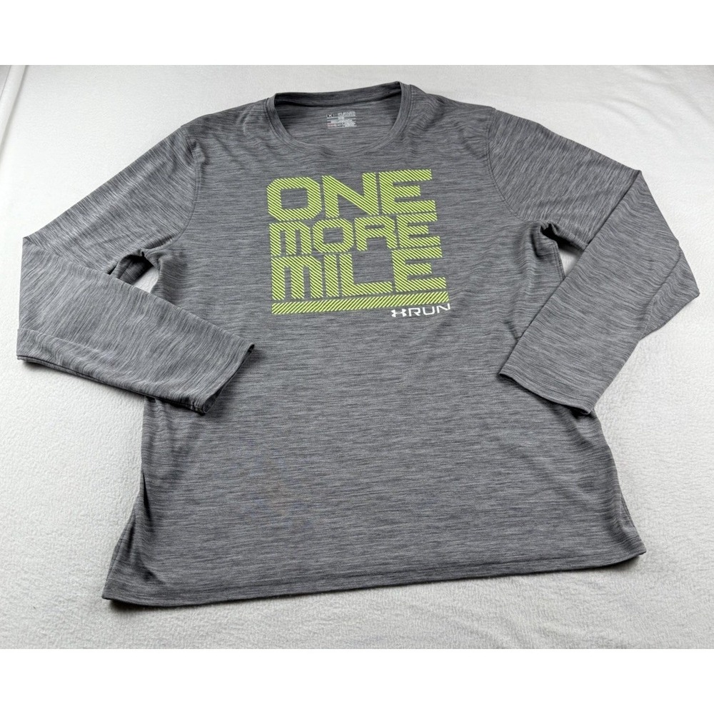 Under Armour Run HeatGear Men's 2XL Fitted Graphic Gray T Shirt One More Mile